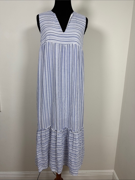 Greylin Dresses & Skirts - GREYLIN Sleeveless Blue and White Striped V-Neck Maxi Dress XS